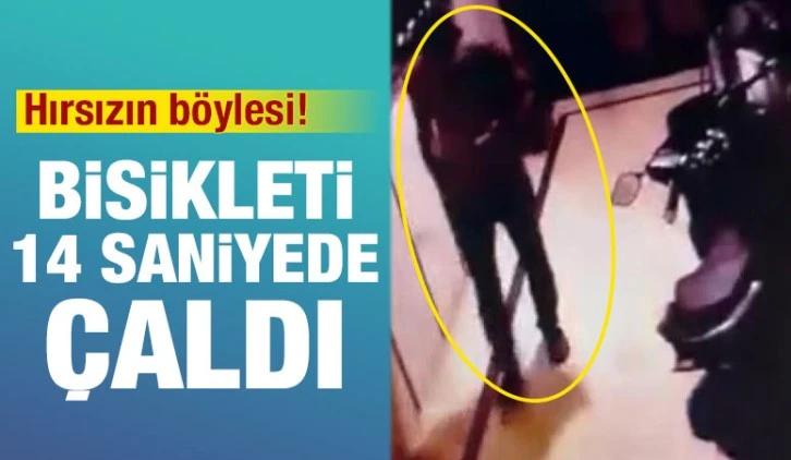 14 saniyede bisikleti çaldı