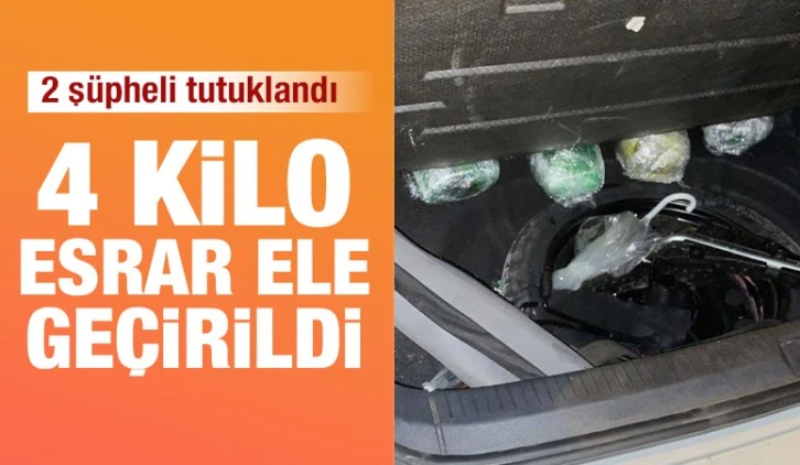 4 kilo esrar ele geçirildi, 2 şüpheli tutuklandı