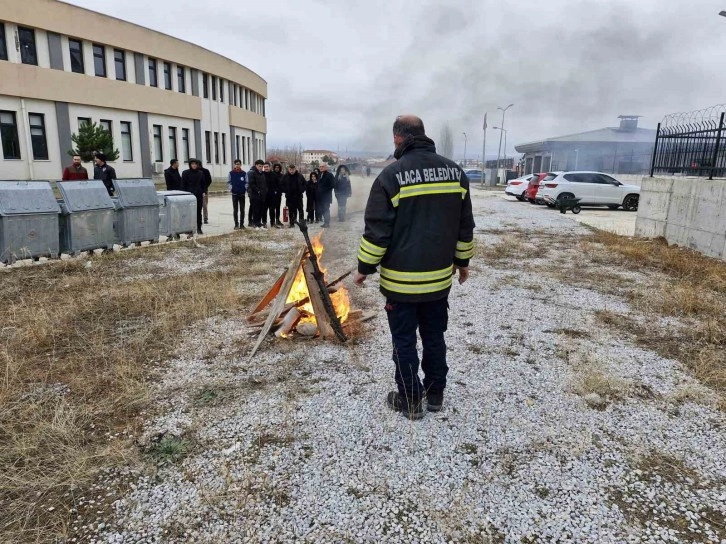 Alaca’da KYK’da yangın tatbikatı