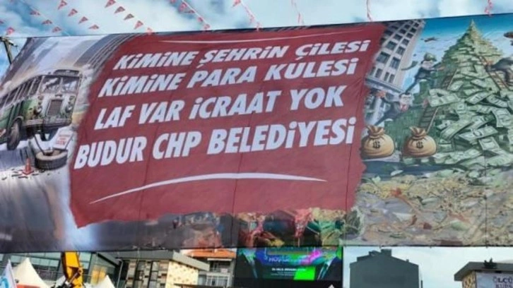 CHP’deki para sayma skandalına pankartlı gönderme