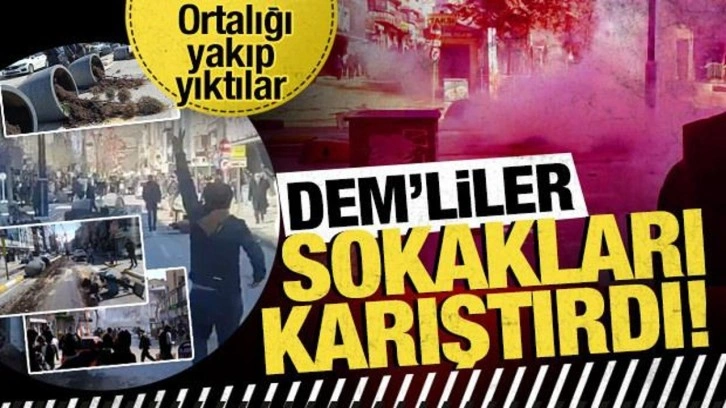 DEM Partililer Van’da sokakları karıştırdı! Ortalığı yakıp yıktılar…