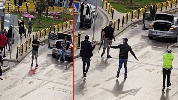 Elazığ'da park tartışmasında polisin hızlı müdahalesi faciayı önledi! İşte o görüntüler...