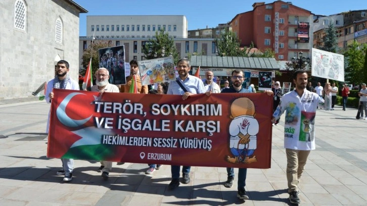 Erzurum'da sağlık çalışanları, Gazze için 