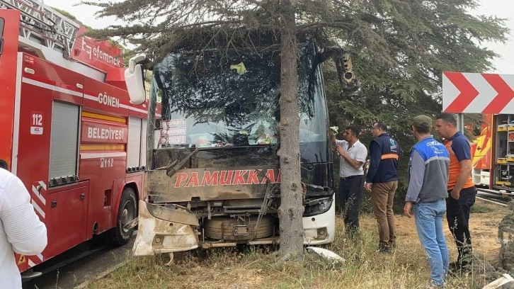 Isparta'da kontrolden çıkan otobüs ağaca çarptı! Çok sayıda yaralı var