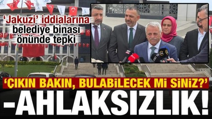 'Jakuzi' iddialarına belediye binası önünde tepki: İftira, ahlaksızlık!