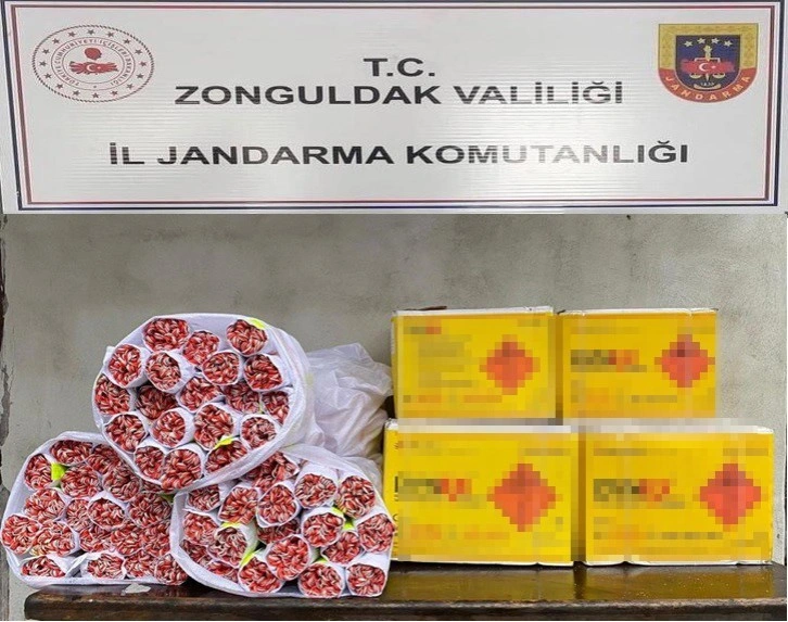 Jandarma dinamit ve fünye ele geçirdi