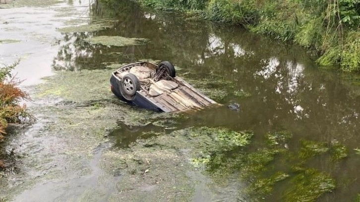 Kadın sürücü otomobiliyle dereye uçtu!