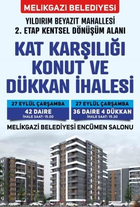 Melikgazi’den Kat Karşılığı Konut ve Dükkan İhalesi