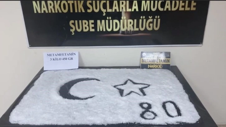 Osmaniye’de 3 kilo 450 gram metamfetamin maddesi ele geçirildi