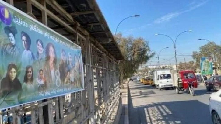 PKK'dan alçak hareket: Teröristlerin bulunduğu pankartı astı