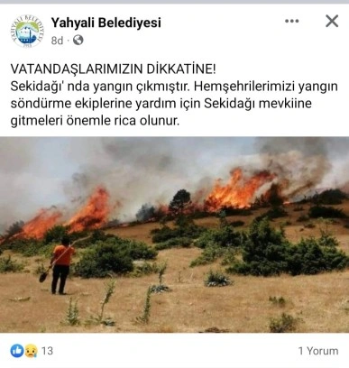 Yahyalı’daki yangın kontrol altına alındı