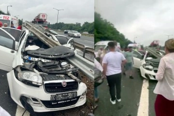 Anadolu Otoyolu’nda otomobil bariyerlere ok gibi saplandı: 3 yaralı