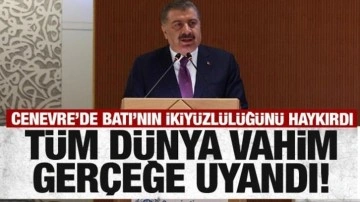 Bakan Koca Cenevre'de dünyaya seslendi: İnsanlığın vicdanı darağacında