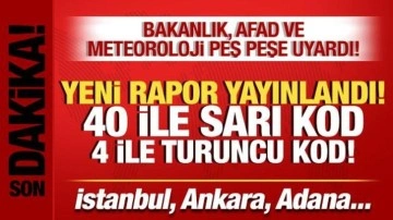 Bakanlık, Meteoroloji ve AFAD peş peşe duyurdu! 40 ile sarı, 4 ile turuncu kodlu uyarı...