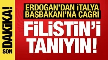 Cumhurbaşkanı Erdoğan'dan Meloni'ye Filistin'i tanıma çağrısı