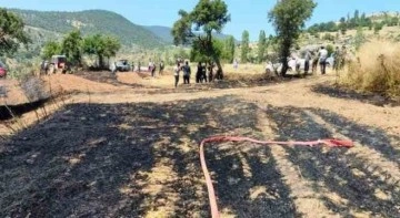 Emet’te ekili alanda çıkan yangın ormana sıçramadan söndürüldü