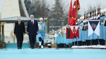 Erdoğan, Edi Rama'yı resmi törenle karşıladı! Rama'dan dikkat çeken Türkçe selamı