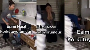 Eşine yaptığı şaka sosyal medyayı salladı! Çekmece kendi kendine açıldı, kadın bakın ne yaptı...