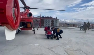 Helikopter ambulans böbrek hastası için havalandı