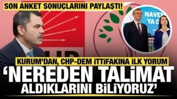 Kurum'dan, CHP-DEM ittifakına ilk yorum! "Nereden talimat aldıklarını biliyoruz"