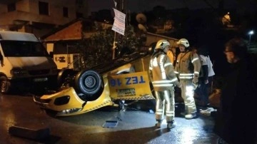 Maltepe’de kontrolden çıkan araç takla attı: 1 yaralı