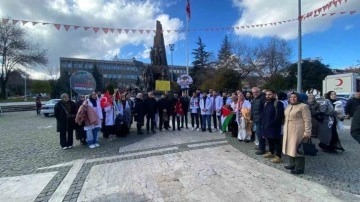 Uşak’ta sağlık çalışanları Filistin için ’sessiz yürüyüş’ yaptı